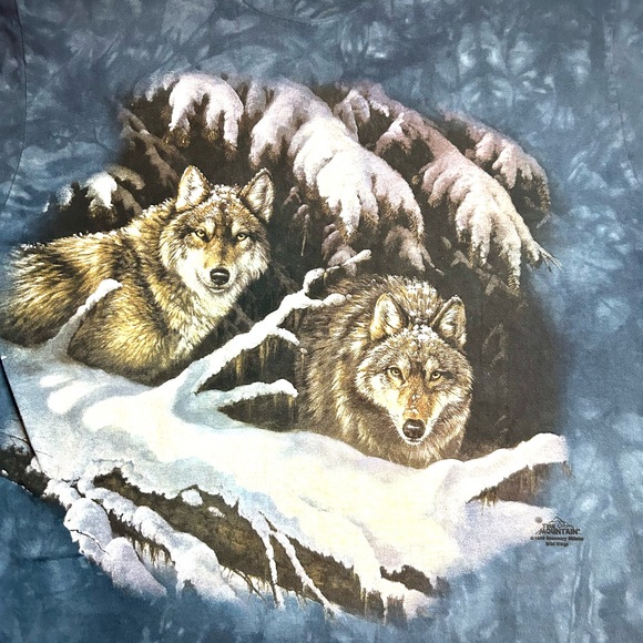 Vintage 90s The Mountain Arctic Wolves Tie Dye Graphic T-Shirt Sz Large - Picture 2 of 8